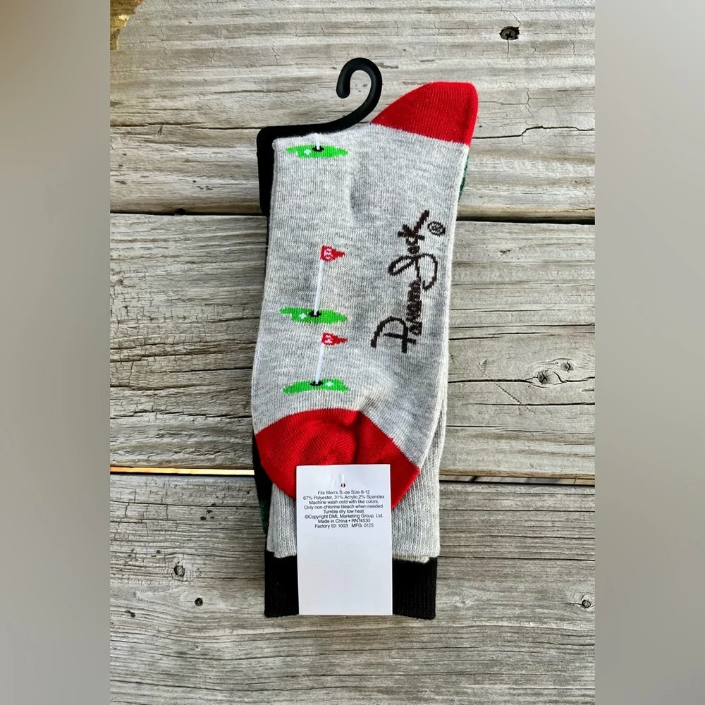 NWT Panama Jack 2 pairs Golf-Themed Black and Gray Socks‎